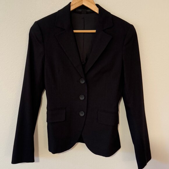 Express Design Studio Tailored Black Three Button Blazer Size 0 - Picture 2 of 6